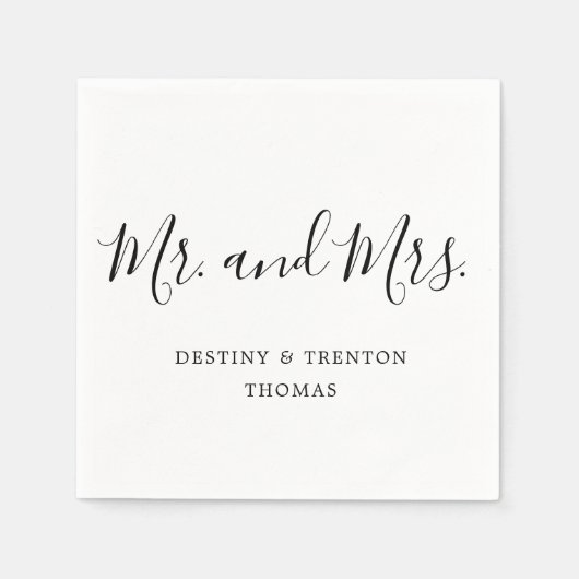 Serviette En Papier M. et Mme Simple Elegant Script Mariage (Devant)