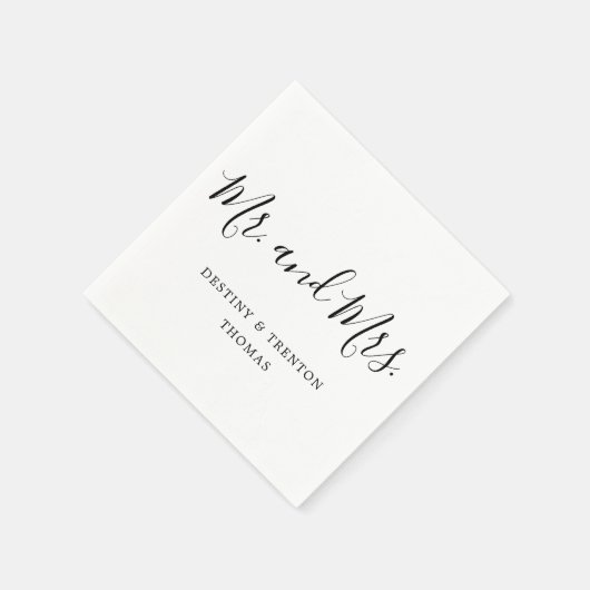 Serviette En Papier M. et Mme Simple Elegant Script Mariage (Coin)