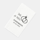 Serviette En Papier M. & Mme ajouter nom de famille date année mariage (Coin)