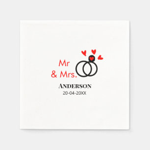 Serviette En Papier M. & Mme ajouter nom de famille date année mariage