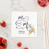 Serviette En Papier M. & Mme Anniversaire Toast Champagne (En situation)