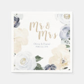 Serviette En Papier M. & Mme Blooming mariage botanique bleu poussiére (Devant)