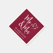 Serviette En Papier M. Mme Burgundy Réception de mariage (Coin)