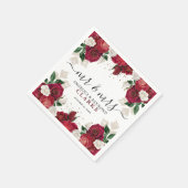 Serviette En Papier M. & Mme Burgundy & White Floral Élégant Mariage (Coin)