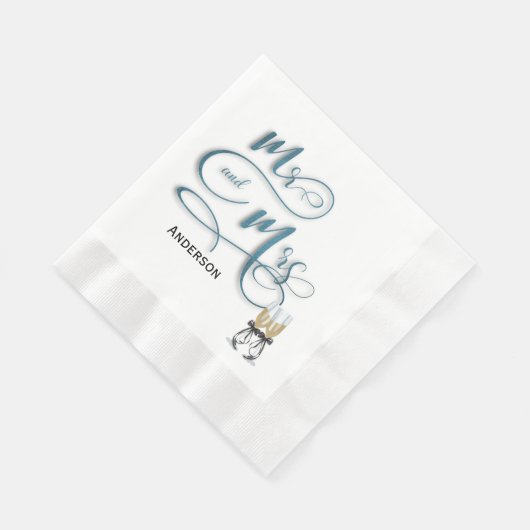Serviette En Papier M. & Mme champagne toast (Coin)