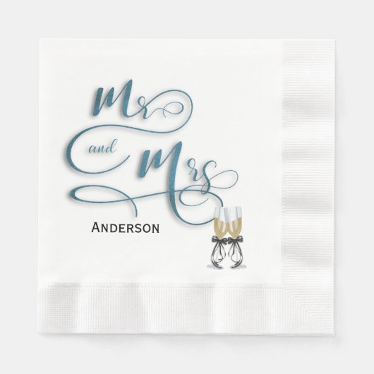 Serviette En Papier M. & Mme champagne toast (Devant)