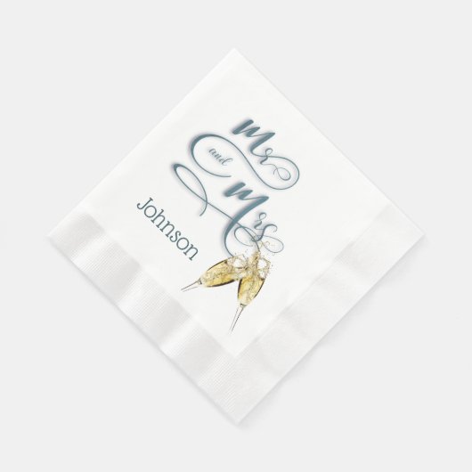 Serviette En Papier M. & Mme Champagne Toast (Coin)
