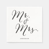 Serviette En Papier M. & Mme Classic Script Calligraphy Nom Mariage (Devant)