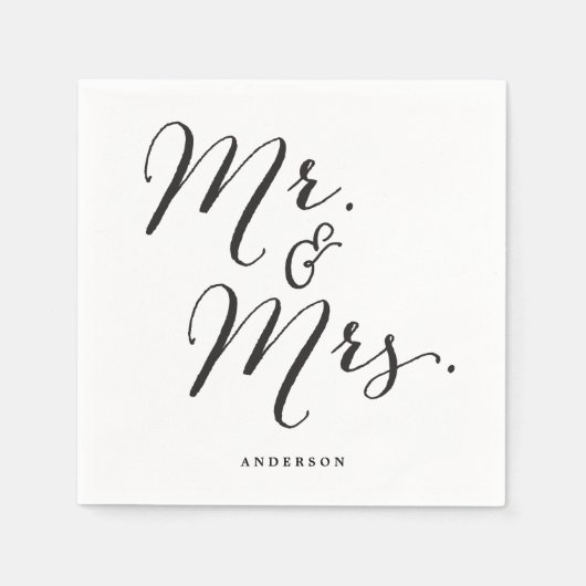 Serviette En Papier M. & Mme Classic Script Calligraphy Nom Mariage (Devant)