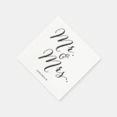 Serviette En Papier M. & Mme Classic Script Calligraphy Nom Mariage (Coin)
