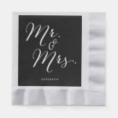 Serviette En Papier M. & Mme Classic Script Calligraphy Nom Mariage (Devant)