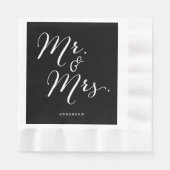 Serviette En Papier M. & Mme Classic Script Calligraphy Nom Mariage (Devant)