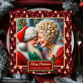 Serviette En Papier M. & Mme Claus Holiday Napkins Rouge Or Vert