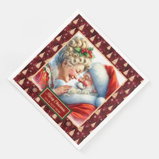 Serviette En Papier M. & Mme Claus Napkins Noël Or rouge (Coin)