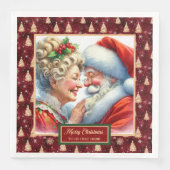 Serviette En Papier M. & Mme Claus Napkins Noël Or rouge (Devant)