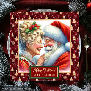 Serviette En Papier M. & Mme Claus Napkins Noël Or rouge