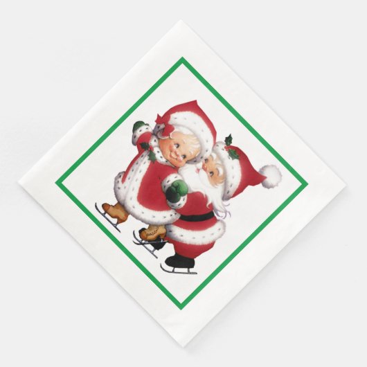 Serviette En Papier M. & Mme Claus Patinage sur glace (Coin)