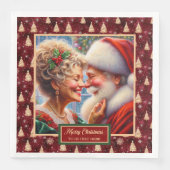 Serviette En Papier M. & Mme Claus Red Gold Green Napkins (Devant)