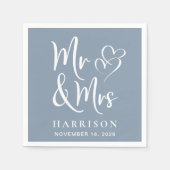 Serviette En Papier M. Mme Dusty - Réception de mariage bleu (Devant)