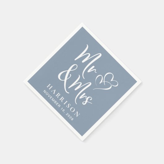 Serviette En Papier M. Mme Dusty - Réception de mariage bleu (Coin)
