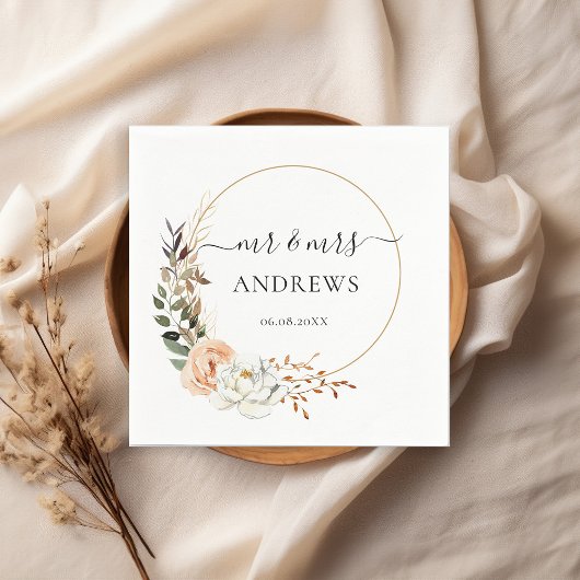 Serviette En Papier " M. & Mme ! "Elégant Eucalyptus, Boho, Fleur