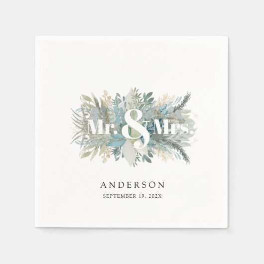 Serviette En Papier "M. & Mme" élégante serviette feutrée (Devant)