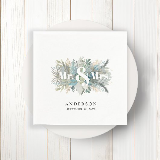 Serviette En Papier "M. & Mme" élégante serviette feutrée