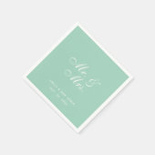 Serviette En Papier M. & Mme Mint Green Mariage Script simple et éléga (Coin)