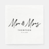 Serviette En Papier M. & Mme Modern Black White Script Mariage (Devant)