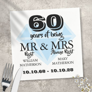Serviette En Papier M. Mme Right Fun 60e anniversaire de mariage de di