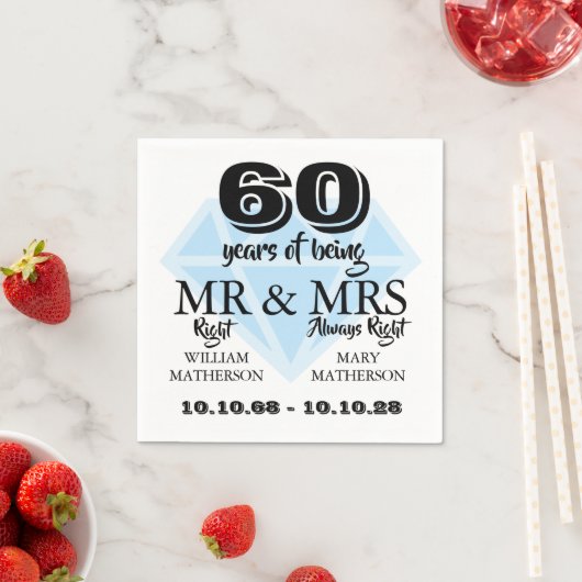 Serviette En Papier M. Mme Right Fun Diamond 60e anniversaire de Maria (En situation)