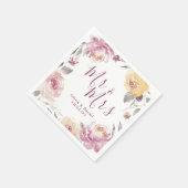 Serviette En Papier M. & Mme Romantic garden mariage floral aquarelle (Coin)