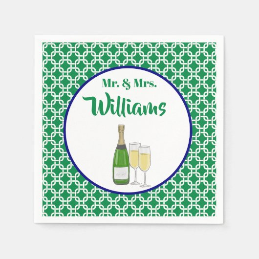 Serviette En Papier M. & Mme Script Flutes de champagne géométrique (Devant)