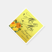 Serviette En Papier M. & Mme Script Typographie Rose jaune floral (Coin)