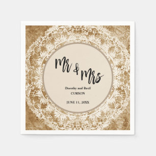 Serviette En Papier M. & Mme Vintage Lace Doily Mariage