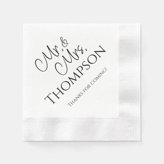 Serviette En Papier M. & Mme Wedding Réception Cocktail Serviettes (Devant)