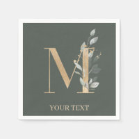M Monogram Floral Napkins personnalisé