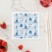 Serviette En Papier M. Narwhal Blue Snowflake Motif (En situation)