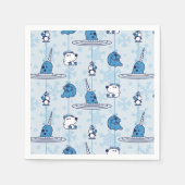 Serviette En Papier M. Narwhal Blue Snowflake Motif (Devant)