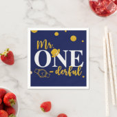 Serviette En Papier M. One-derful Navy Blue and Gold Birthday Party (En situation)