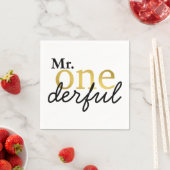 Serviette En Papier M. Onederful Black and Gold Party Napkins (En situation)