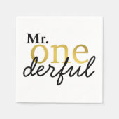Serviette En Papier M. Onederful Black and Gold Party Napkins (Devant)