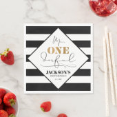 Serviette En Papier M. Onederful Black and White Striped Paper Napkin (En situation)