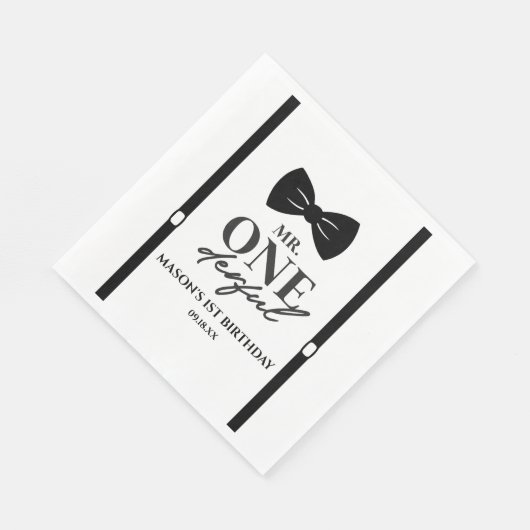 Serviette En Papier M. ONEderful Bowtie Première fête d'anniversaire (Coin)