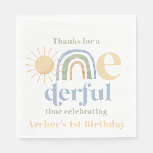 Serviette En Papier M. Onederful Boys 1er Anniversaire Party Napkins (Devant)