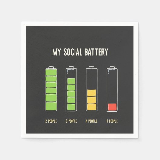 Serviette En Papier Ma batterie sociale introvertit l'Humour social (Devant)