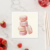 Serviette En Papier Macaron Aquarelle rose (En situation)