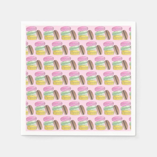 Serviette En Papier Macaron French Pastry Cookies Macarons Pâtisserie (Devant)