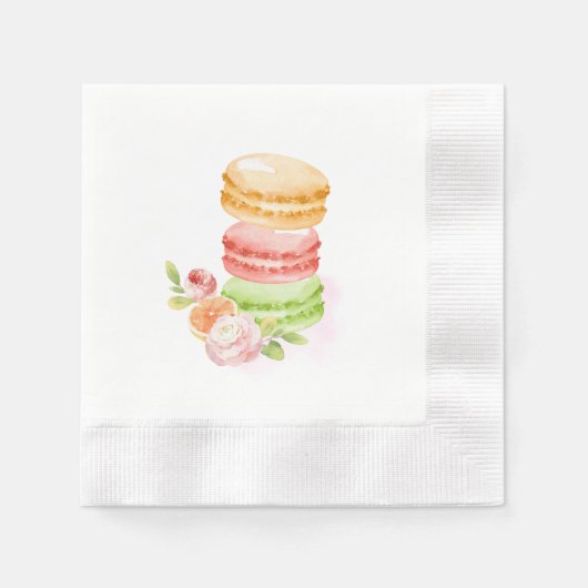 Serviette En Papier Macarons aquarelles (Devant)