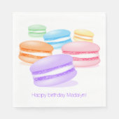 Serviette En Papier macarons arc-en-ciel pastel joyeux anniversaire (Devant)